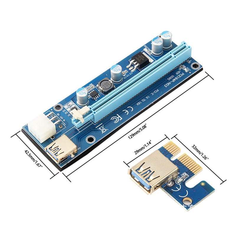 Btsg VER009S Kabel Ekstensi PCI-E Riser Card 1X 16X Riser Adapter USB 6Pin