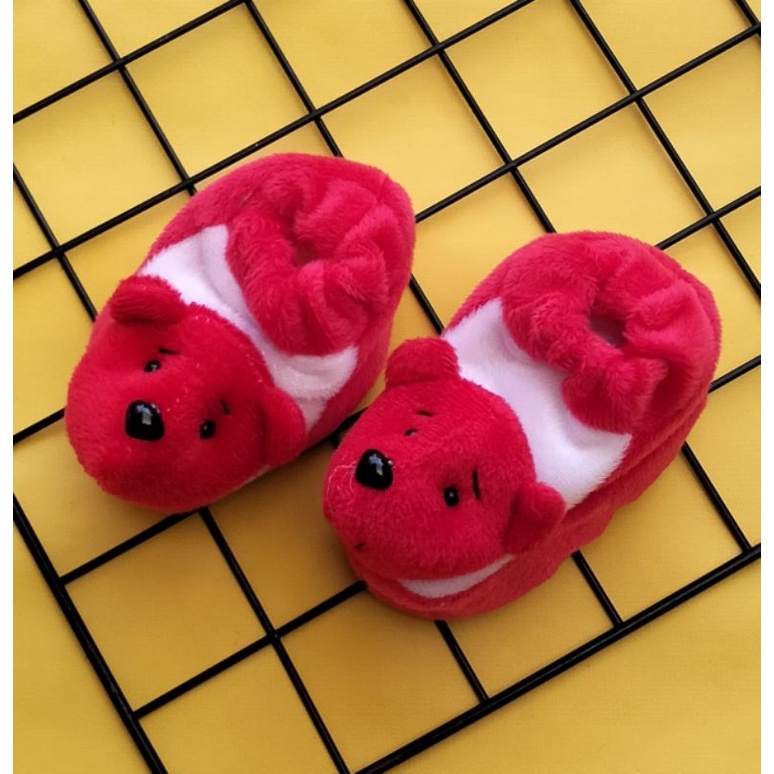 sepatu prewalker bayi bulu motif pooh 0-6 bulan