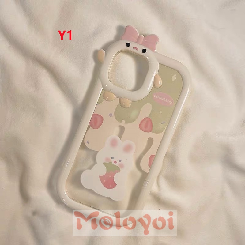 Soft Case TPU Motif Kartun Beruang / Kelinci / Es Krim 3D Untuk IPhone 7 8 14 Plus 13 11 12 14 Pro MAX 6 6S XR X XS MAX SE