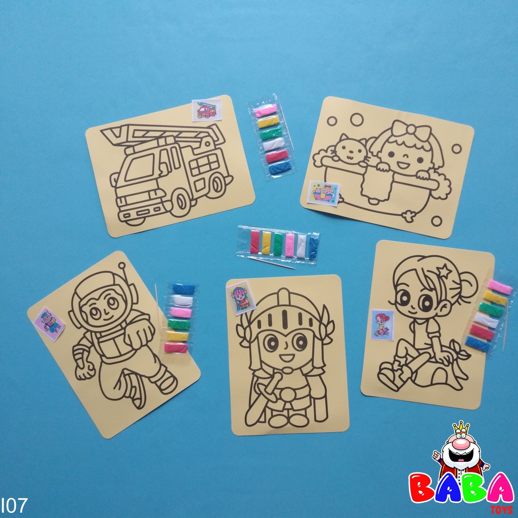 Mainan Anak Kreatifitas Kertas Gambar Besar Mewarnai dengan Pasir