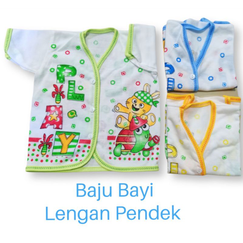 Baju Bayi Lengan Pendek KATUN 3Pcs Baju Bayi Baru Lahir  Baju Bayi Lusinan Ukuran Newborn 0-6 Bulan Perlengkapan Bayi Baru Lahir