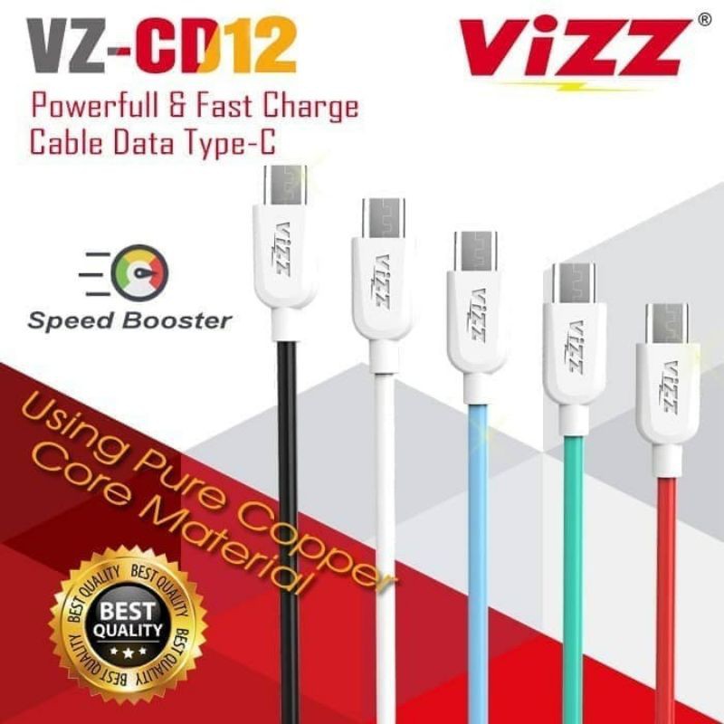 Kabel Data Vizz CD12 Tipe C / USB C 3A Fast Charge / Fast Charging 100CM