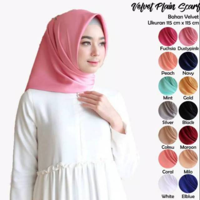 Promo Jilbab Segiempat Polos Velvet/Segiempat Silk