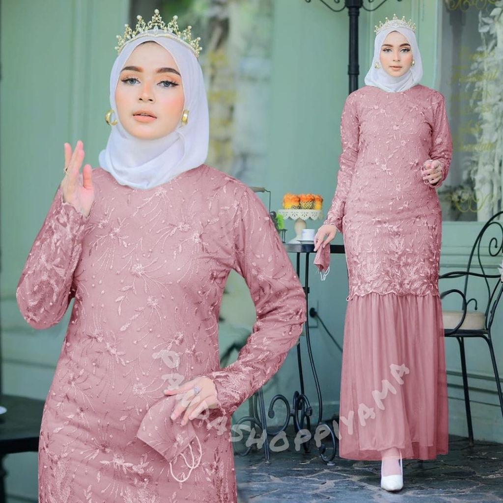 New Gamis ARISHA / Dress kondangan / Gamis Brukat / Baju Kondangan Wanita Size M L XL XXL / Baju Pesta Wanita / Gamis Remaja Seragam