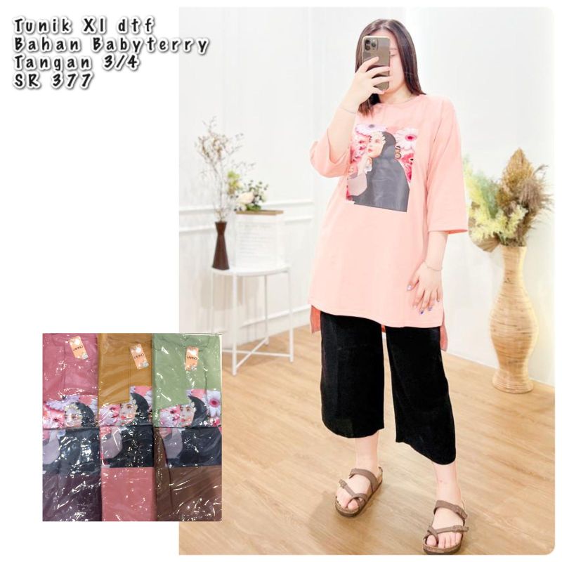 tunik jumbo/oversize bahan BABY TERRY impor terbaru (depanpendek,belakngpanjang)