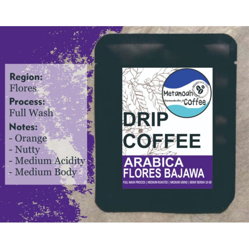 

Metanoah Coffee Drip Bag Coffee / Easy Drip Bag Coffee / Kopi Arabica Flores Bajawa