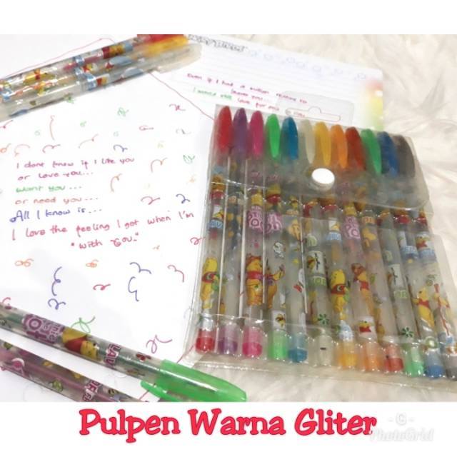 

Bigsizepants - 12 PCS PULPEN GEL GLITER WARNA / BOLPOINT GLITTER WARNA 1 SET / PEN GLITTER GEL