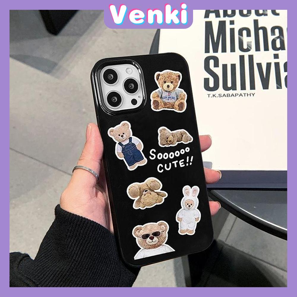 iPhone Case Silicone Soft Case Black TPU Glossy Big Hole Camera Protection Shockproof Sticker Bear For iPhone 13 Pro Max iPhone 12 Pro Max iPhone 11 Pro Max iPhone 7Plus iPhone x xr