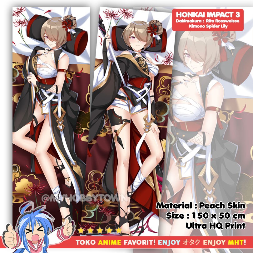 Sarung Bantal Anime Dakimakura Honkai Impact : Rita Kimono Spider Lily