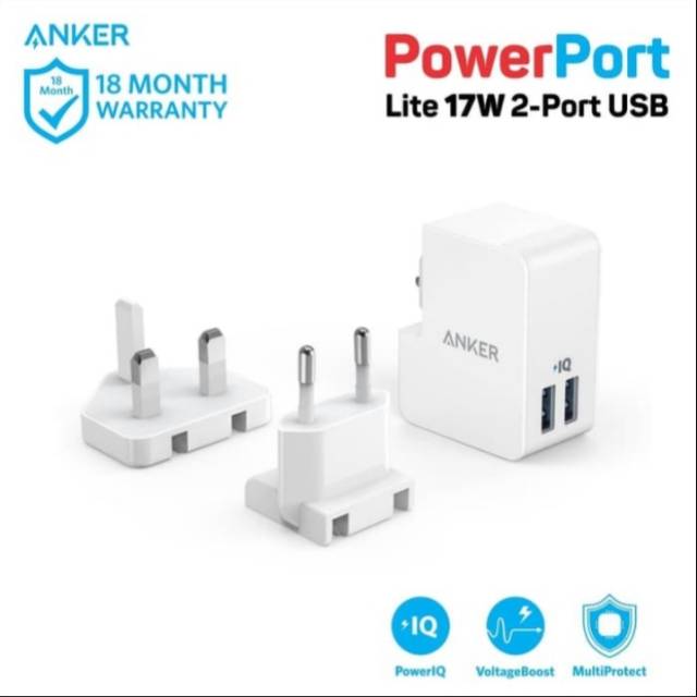 Travel Charger Anker PowerPort Lite 2 Ports  White A2022G21