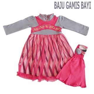  Baju  Muslim  Anak Bayi  Perempuan Gamis Tutu Motif Pelangi 