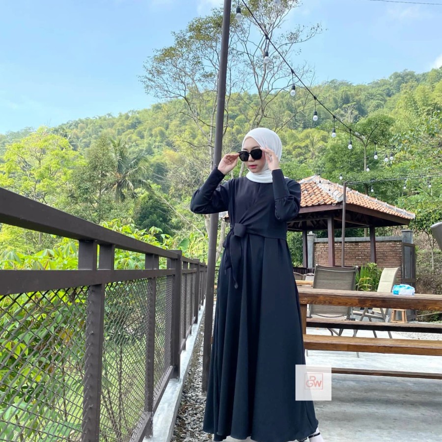 Baju Gamis Syari Wanita Terbaru Kekinian Maxy Dress Katun Kotak Modern Terlaris Gifani Jumbo Murah A