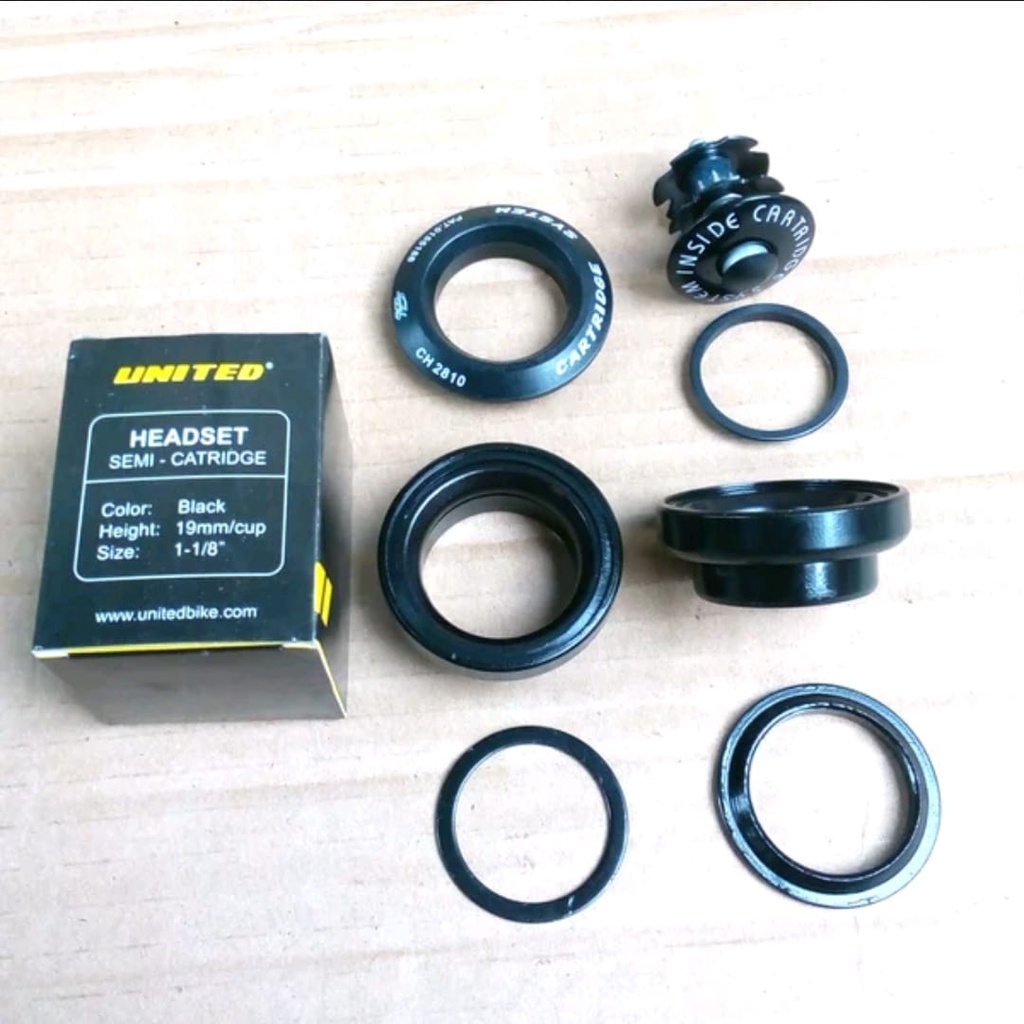 TERMURAH!!! Headset Sepeda / Headset UNITED Oversize 28.6mm Semi Bearing / Hitam / Realpict