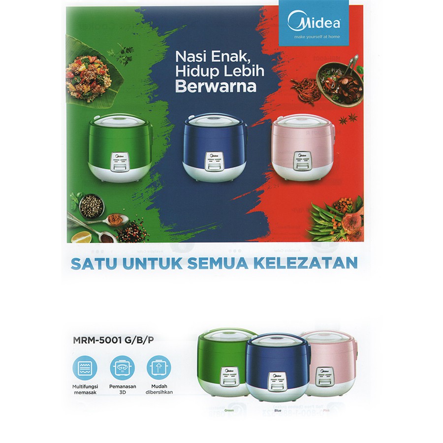 Rice Cooker Midea MRM5001 3IN1 Masak - Hangat - Kukus