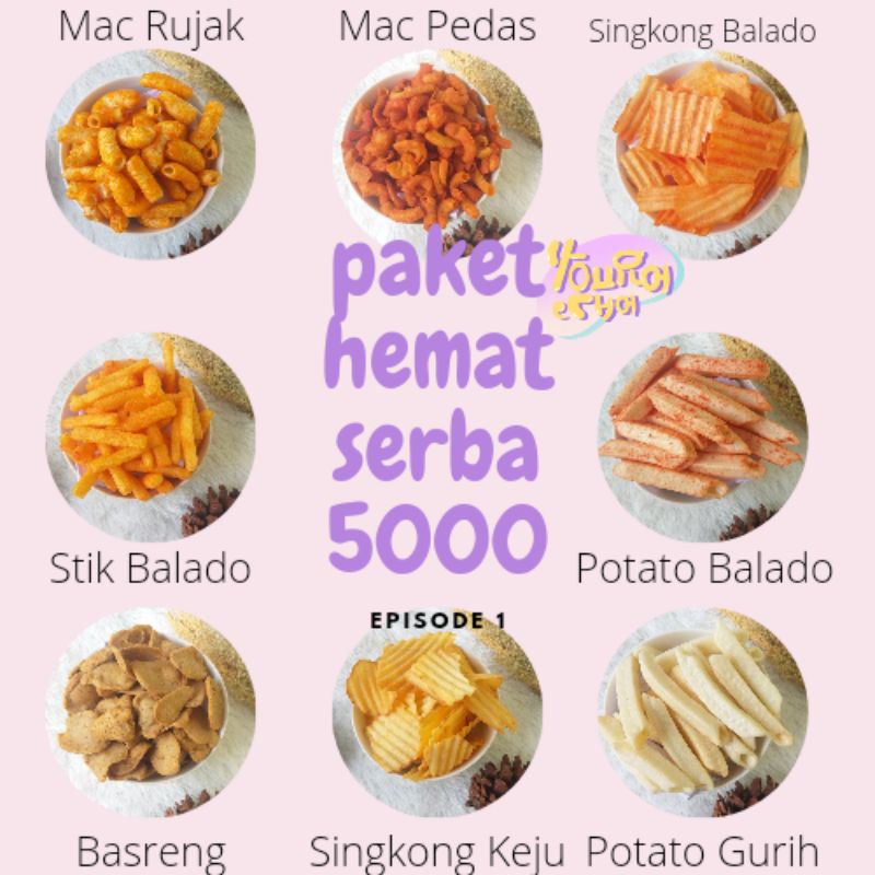 (Youracha) Paket Hemat Serba 5000 / Snack Cemilan Keripik Kerupuk / Episode 1