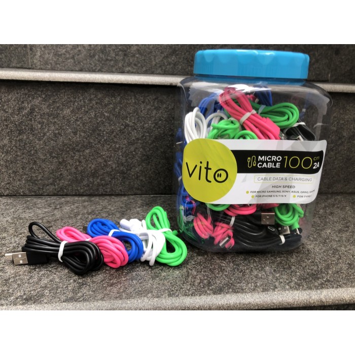 Kabel Data VITO micro cable high speed Kabel Vito Bulat Warna samsung oppo sony xiaomi