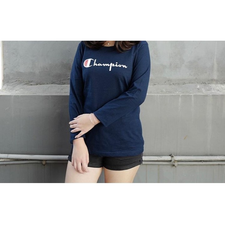 Kaos Lengan Panjang Champion (BIru Navy)