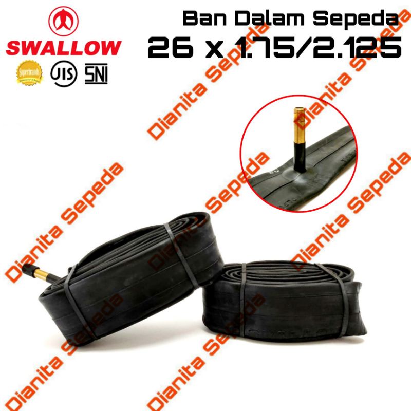 ban dalam sepeda 26 x 1.75 / 1.95 / 2.00 / 2.10 / 2.125 swallow pentil panjang 48 mm mtb thrill xc