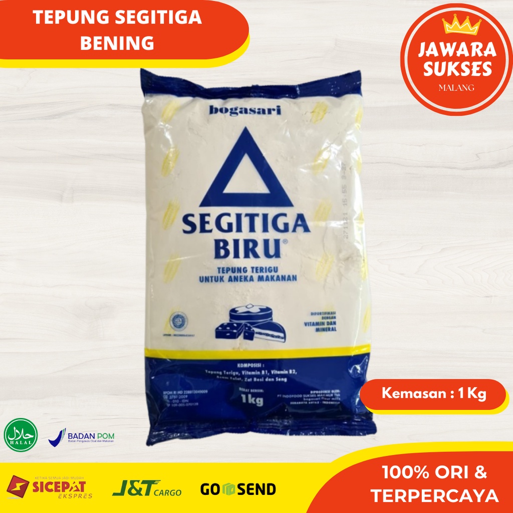 

Tepung Segitiga Biru Bening 1 Kg TERMURAH | Tepung Ekonomis Protein Sedang