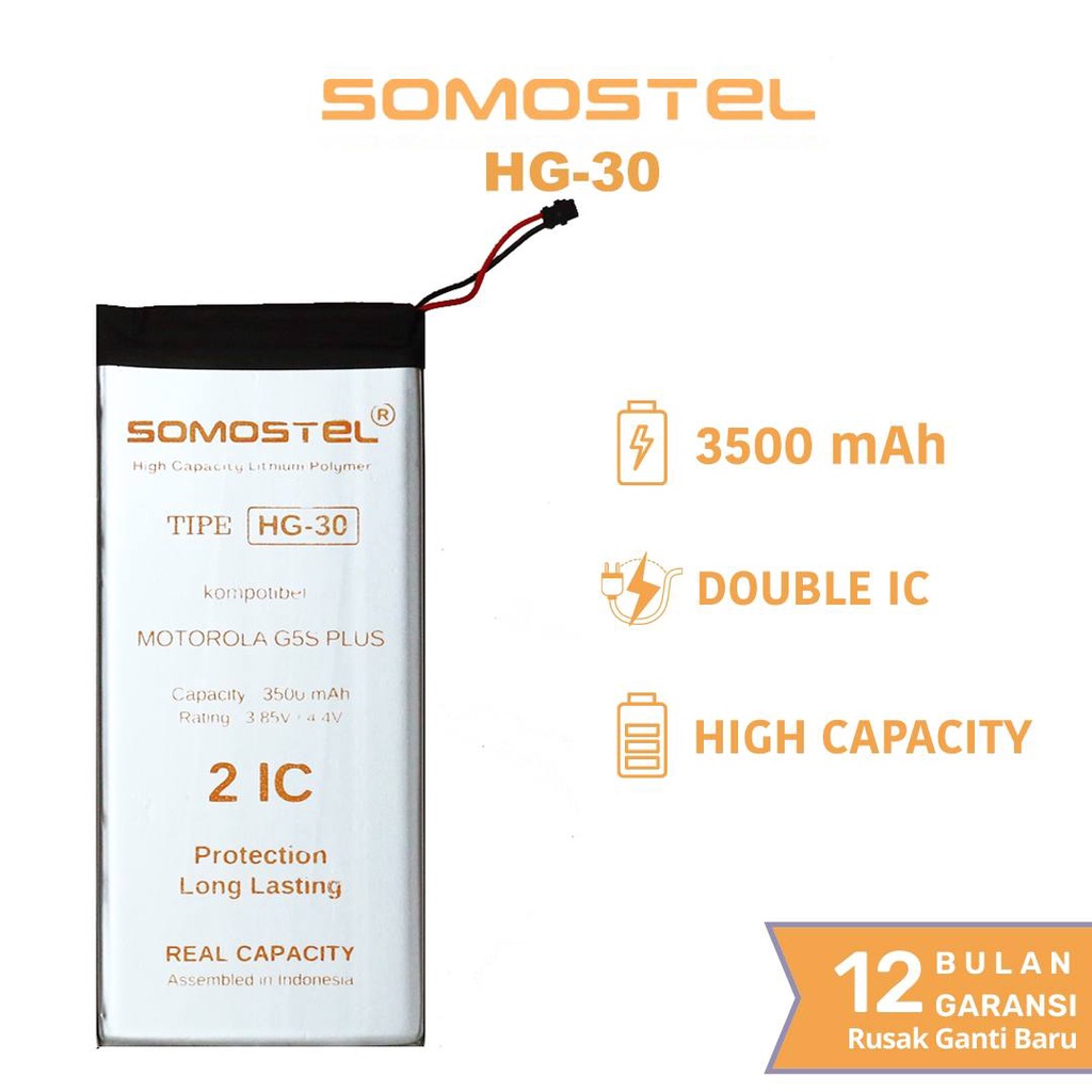 Somostel - HG30 Motorola G5S Plus / Moto G6 Baterai