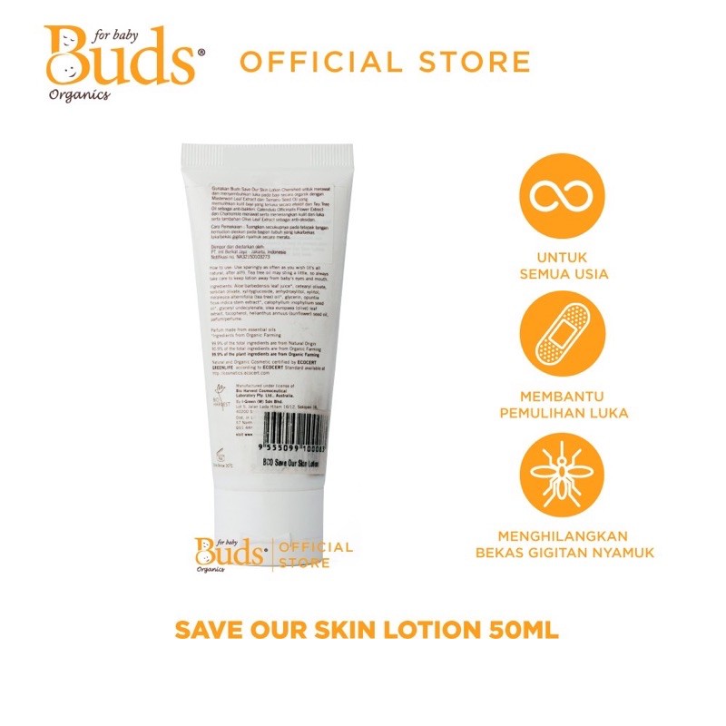 Buds organics cherished save our skin lotion 50ml - lotion bayi