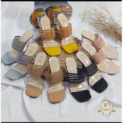 PURPLE HEELS KACA HAK TAHU KARET