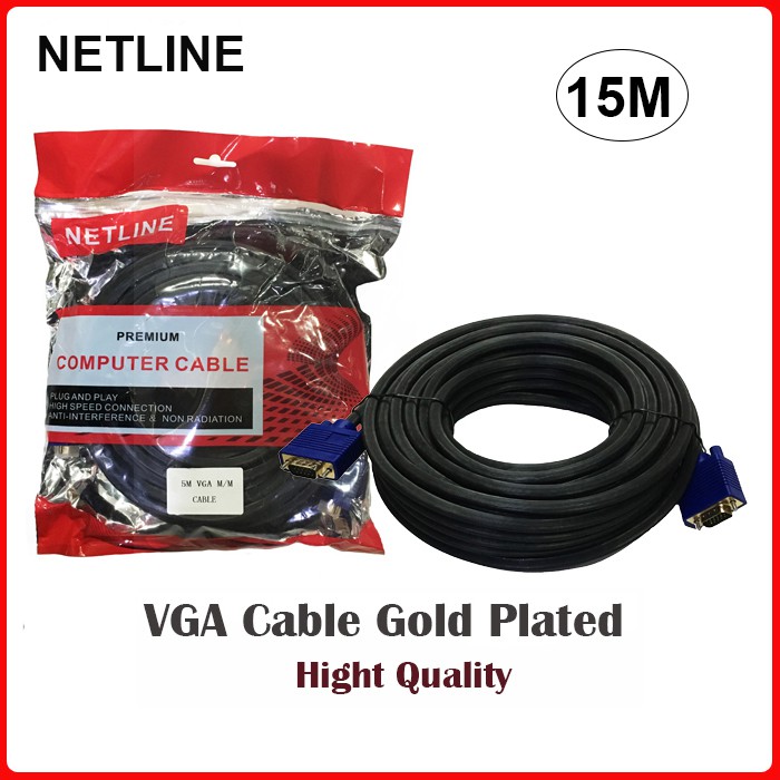 NETLINE Kabel VGA 15M Gold Plated M-M High Quality