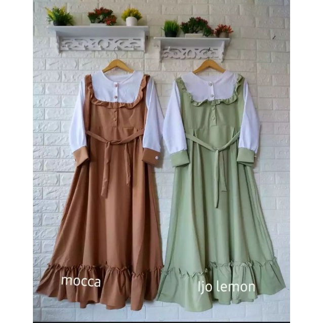 Gamis Terbaru Noni Dress Fashion Kekinian Wanita Bahan Ity Crepe Premium Terlaris Bisa COD