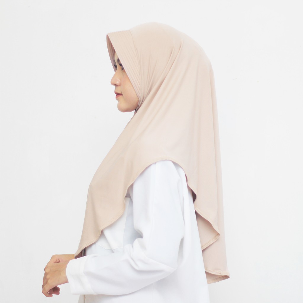 SHA - Jilbab Instan Khimar Jersey Pinguin Premium-Promo Coklat Pastel