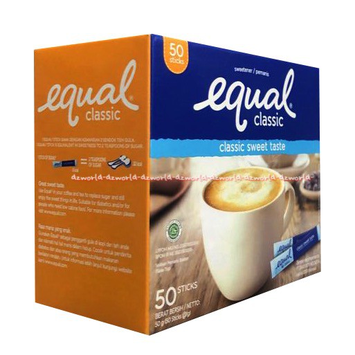 Equal Classic 50Sticks Classic Sweet Taste Pemanis Buatan Gula Tablet Rendah Kalori Untuk Diabetes Diabetes Diet Sukrosa Ekual Klasic Nol Gula Nol Kalori