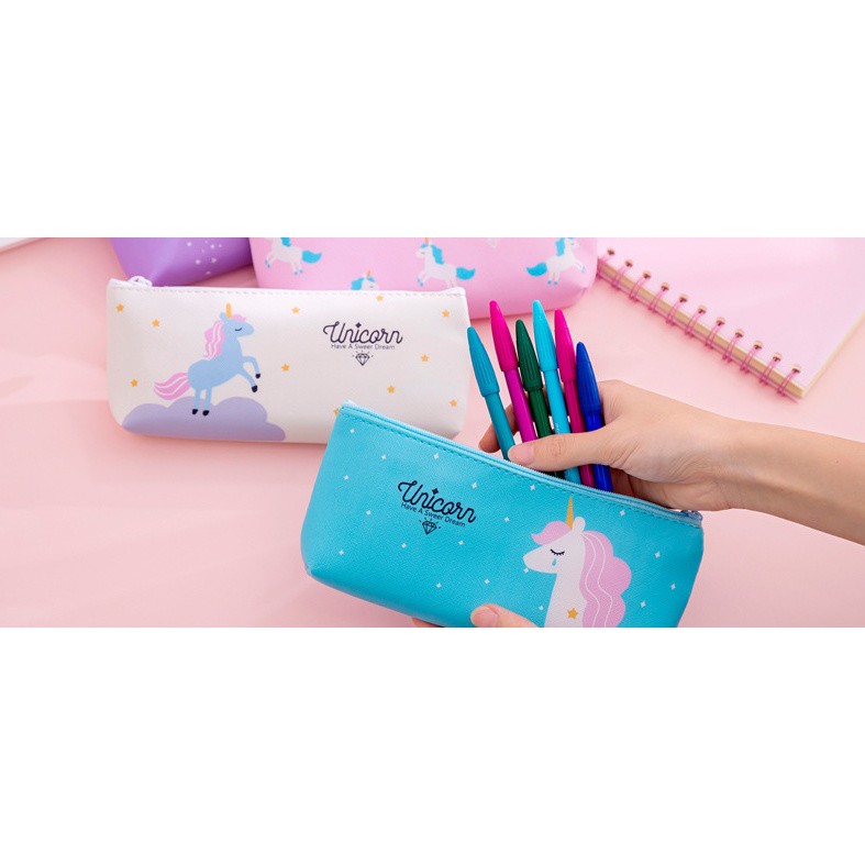 OVERFLOWS.ID Pencil Case Unicorn Pouch Tempat Pensil Tepak Alat Tulis Anak Murah