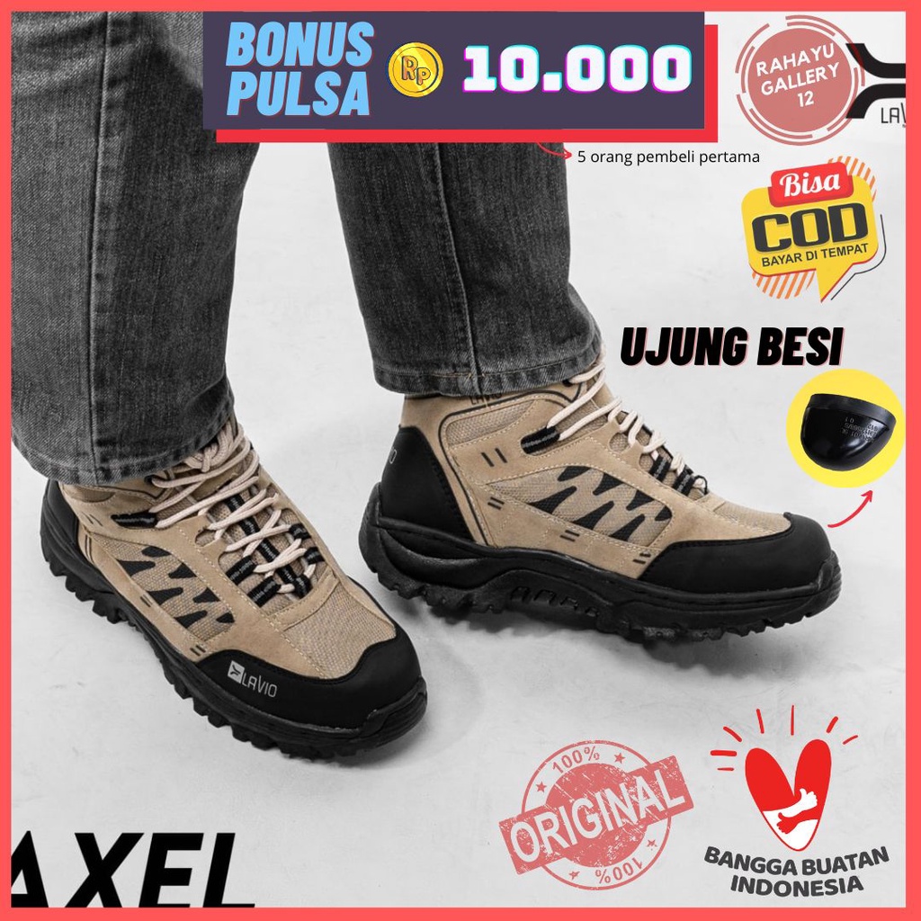 Sepatu Safety Pria Ujung Besi Original Lavio Axel Septi Kerja Sefty Proyek