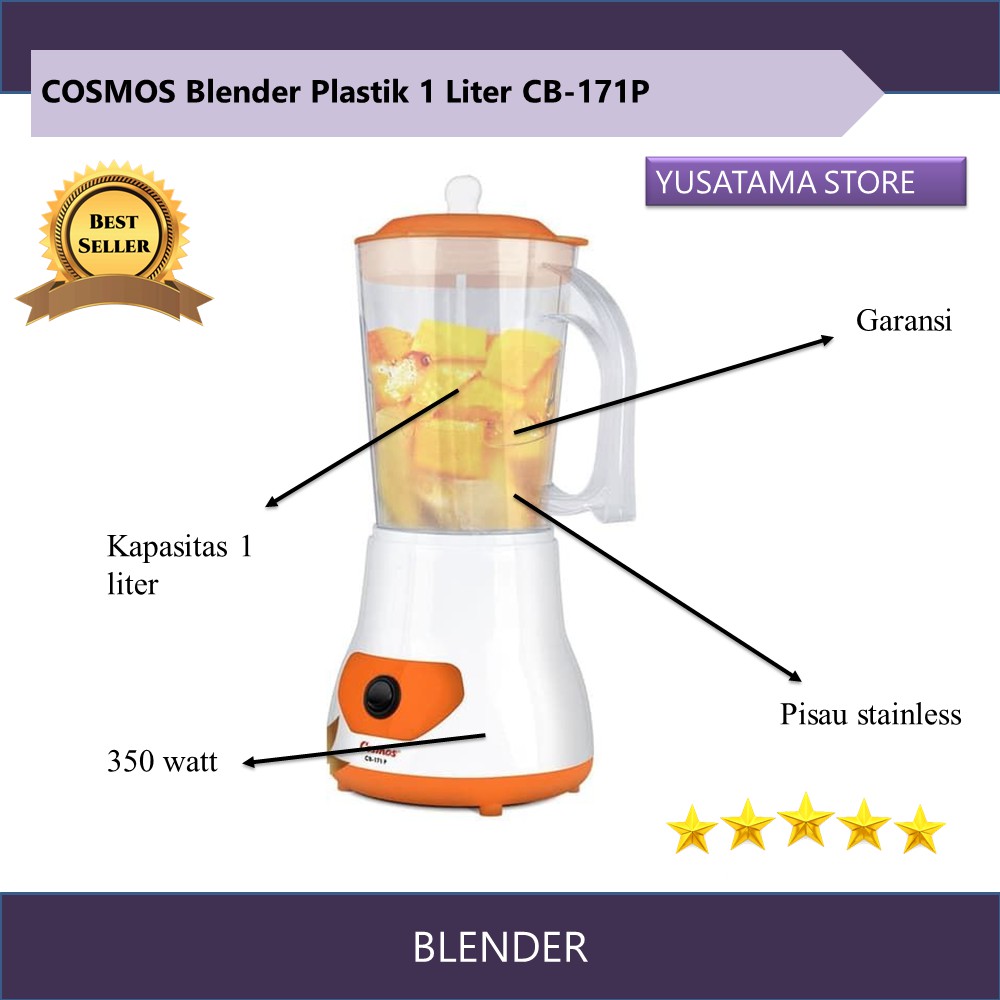 blender belender juicer plastik perlengkapan rumah tangga cosmos 1 Liter CB-171P murah berkualitas