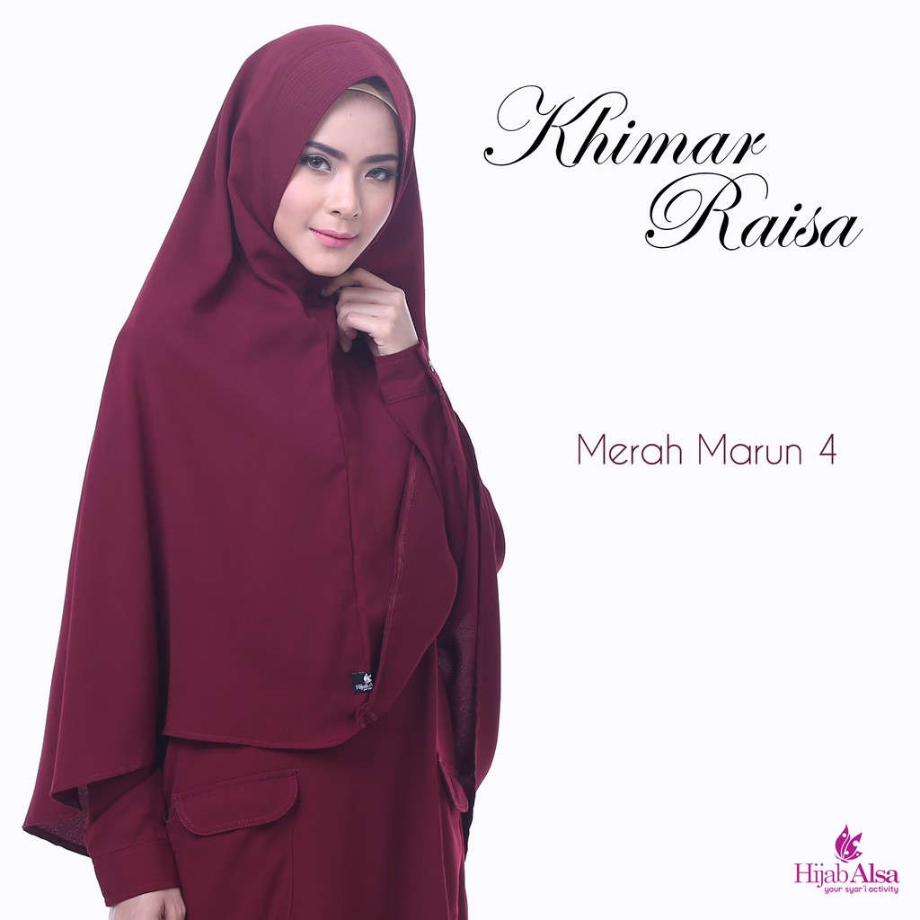 Khimar syari soft pet Antem Hijab Alsa Merah Maroon Jilbab Instan Soft Pad