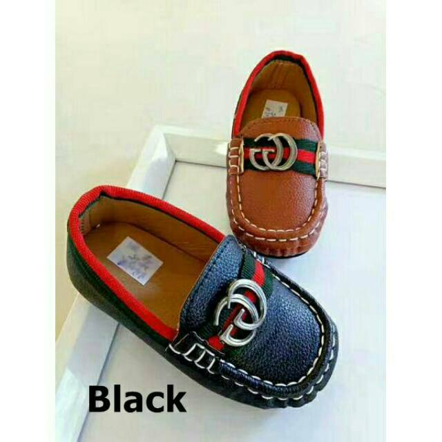 21-30 Pantofel Shoes Guccii Boy Gg Black Brown Navy Sepatu Pesta Anak Cowok Guci Hitam Coklat Biru T