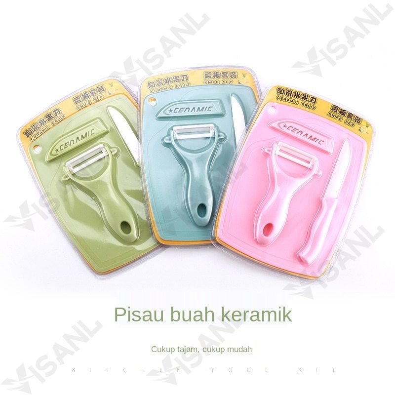 PISAU SET KERAMIK / 3 IN 1 PISAU SET TALENAN / SERUTAN BUAH / ALAT SET DAPUR / VS