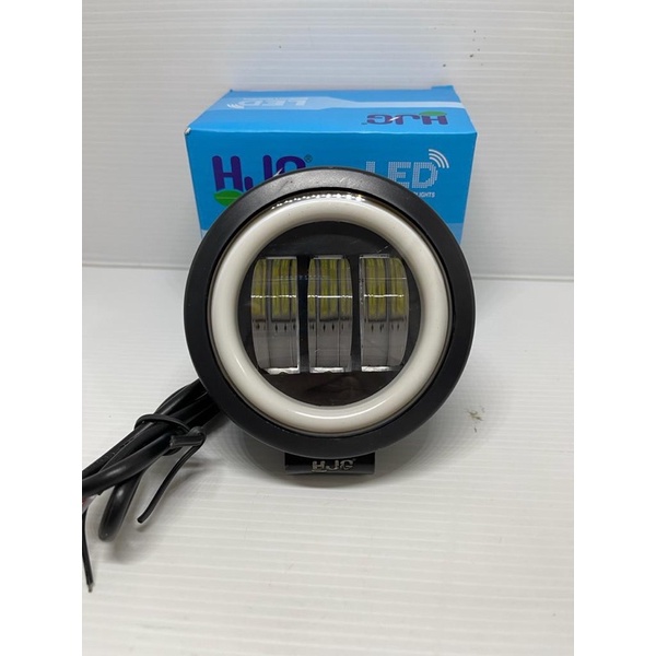 lampu tembak sorot led daymaker mini HJG bulat 3 lensa putih plus ring biru universal