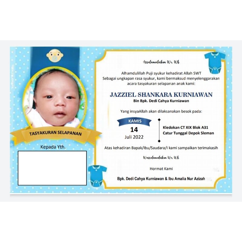 undangan Selapanan/aqiqah