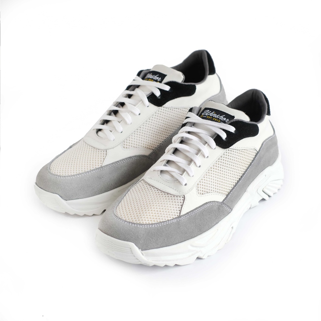 Sepatu Sneakers Kulit - Winshor - Xenon - White Grey tone