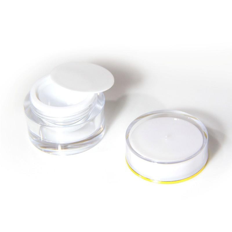 Pot Jar Cream Akrilik 10 Gram - Kemasan Komsetik Krim 10gr Putih Bening Lis Silver / Gold / Pot Wada