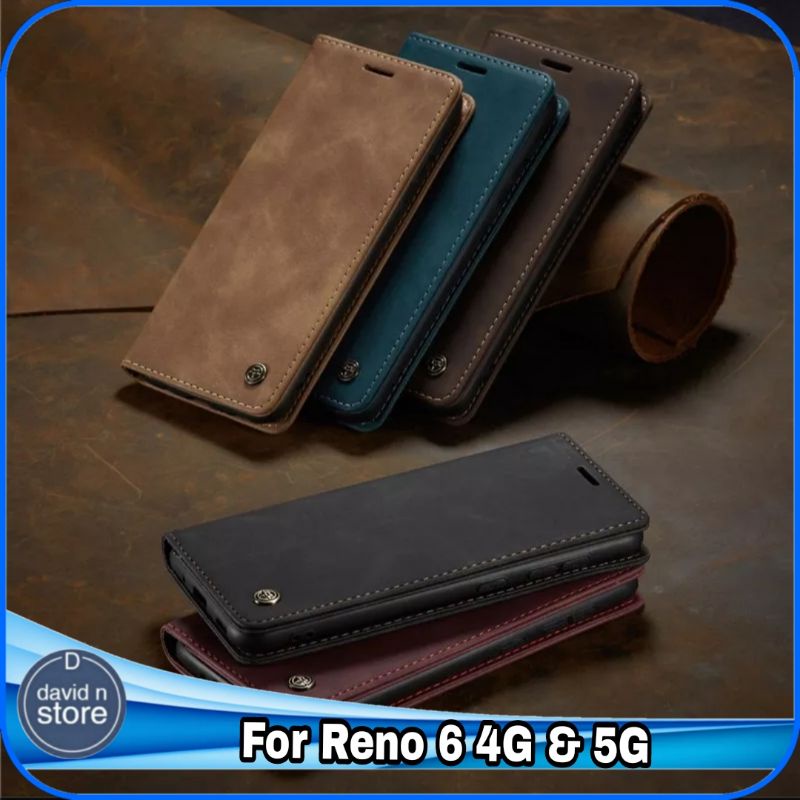 Casing Oppo Reno 6 4G Reno6 5G Flip Case PU Leather Flipcase Hard Soft Dompet
