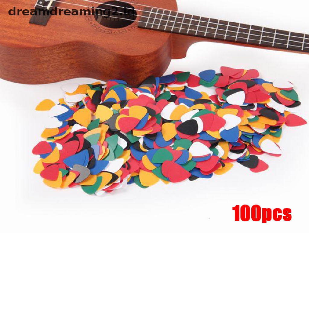 100pcs Pick Plectrums Bahan ABS Untuk Gitar Akustik / Ukulele / Bass Elektrik