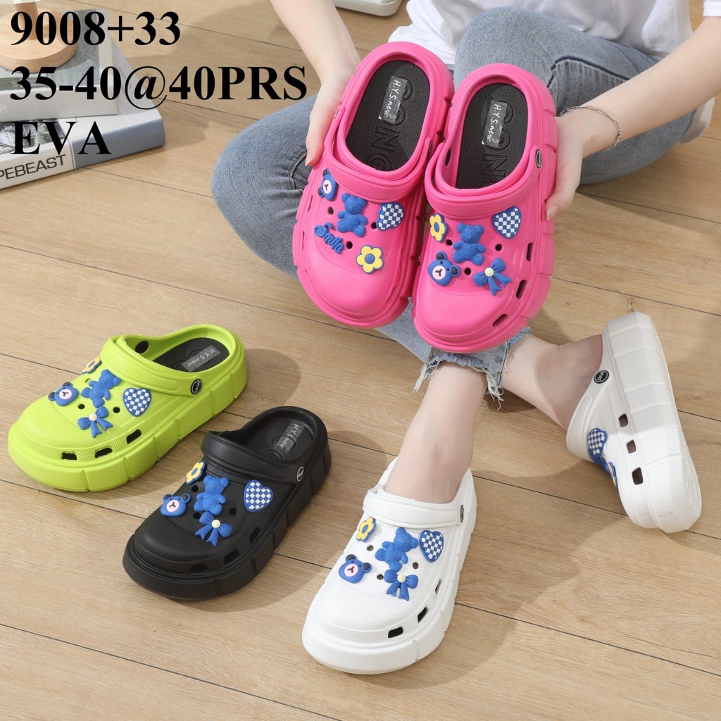 Sandal Baim / Sandal Jelly Fuji / Sandal wanita classic Bae Clog platform Jibbitz / Sandal Fashion Wanita Mode Bae Clog HYS 9008+33/9008-4