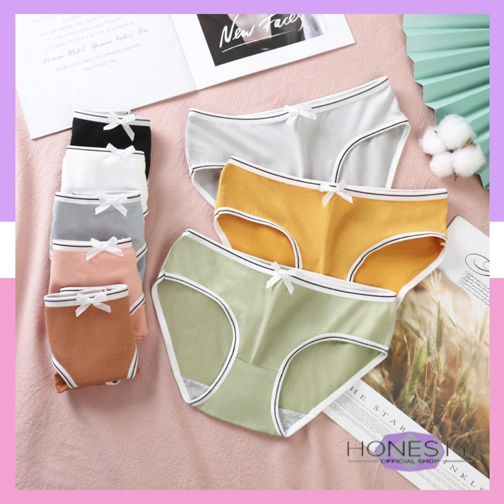 Miss H ~ 163 Celana Dalam Wanita Panty Celana Dalam Nyaman CD Kolor Import Hiasan Pita