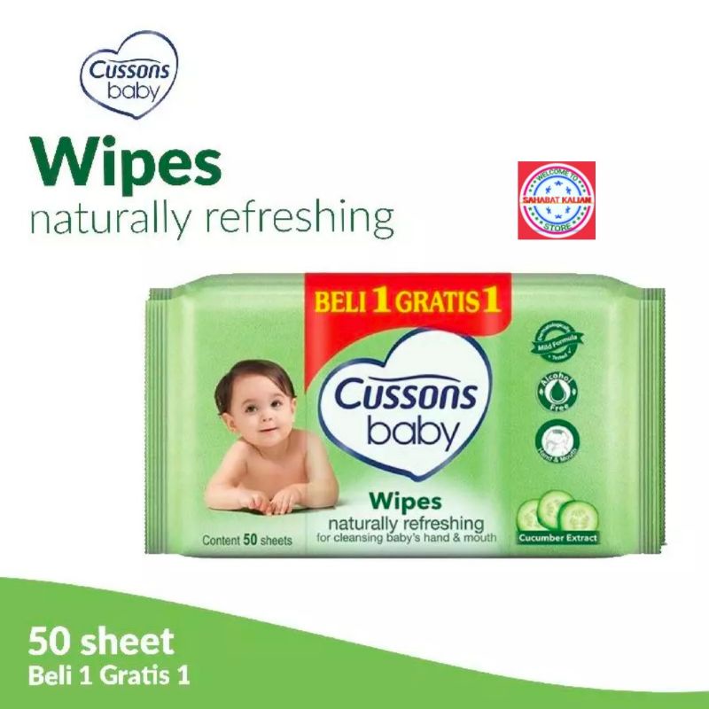 CUSSONS BABY WIPES 50'S BUY 1 GET 1