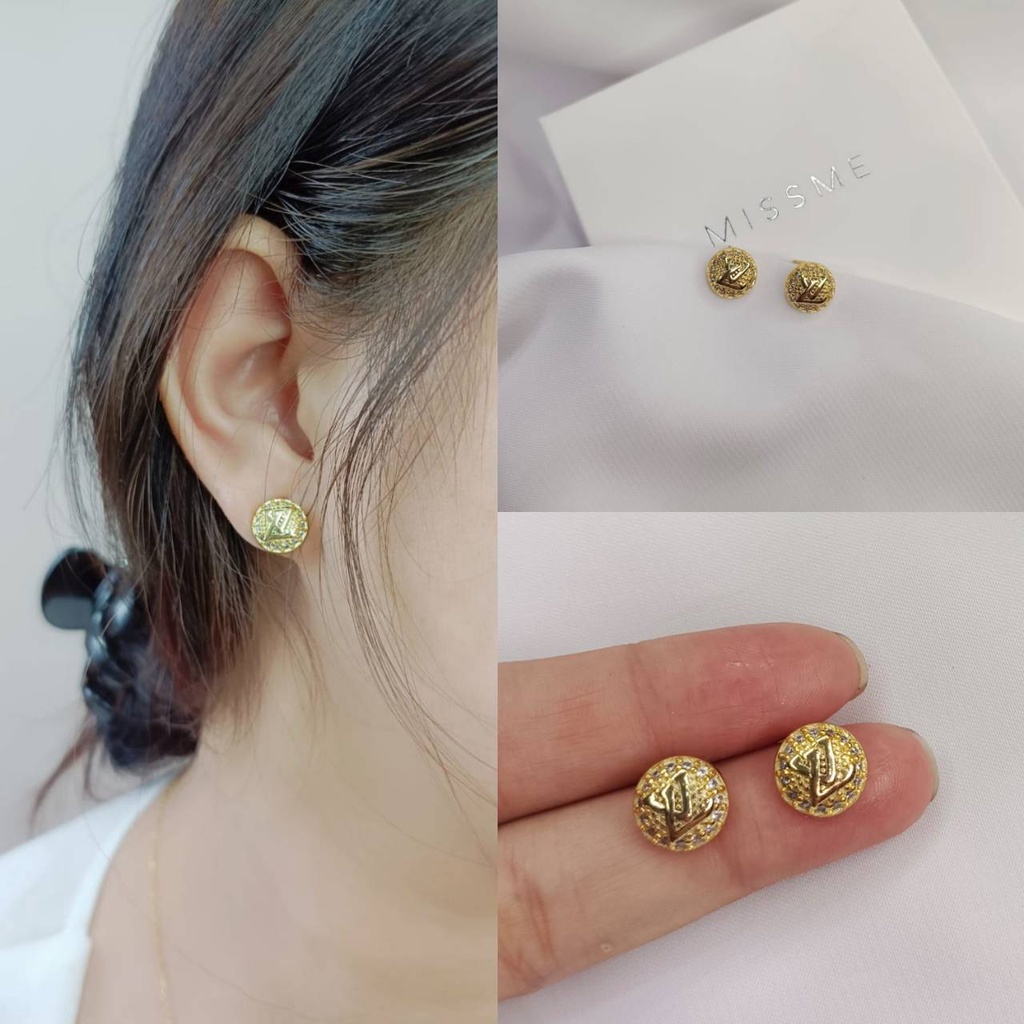 anting emas giwang titanium + box anti karat