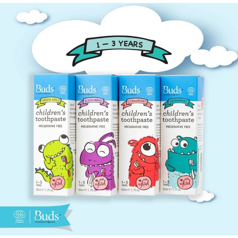 Buds Organics Toothpaste With Xylitol Usia 1- 3 Tahun Ukuran 50 ml