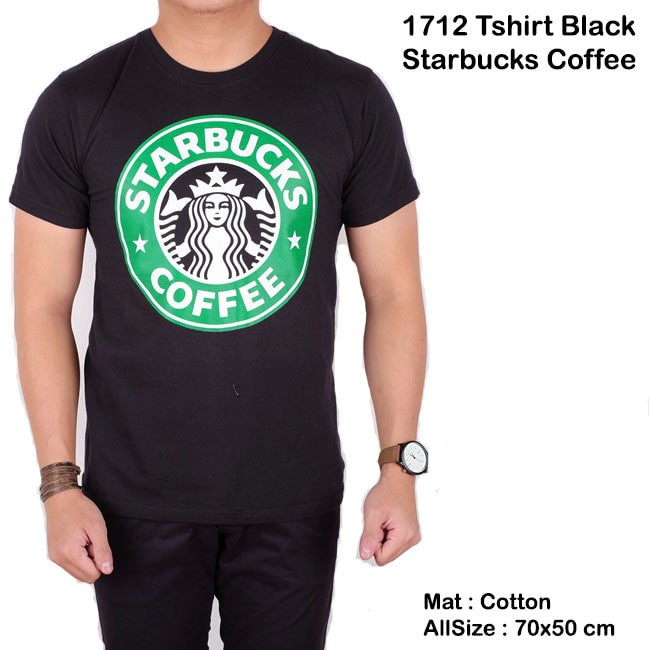 Unik Baju Kaos Hitam Polos Motif Starbucks   Baju Kaos Pria Lengan Pendek S Murah