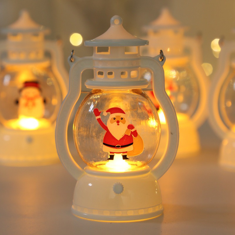 1pc Lampu Malam LED Tenaga Baterai Bentuk Lentera Stanta Claus Snowman Untuk Dekorasi Natal