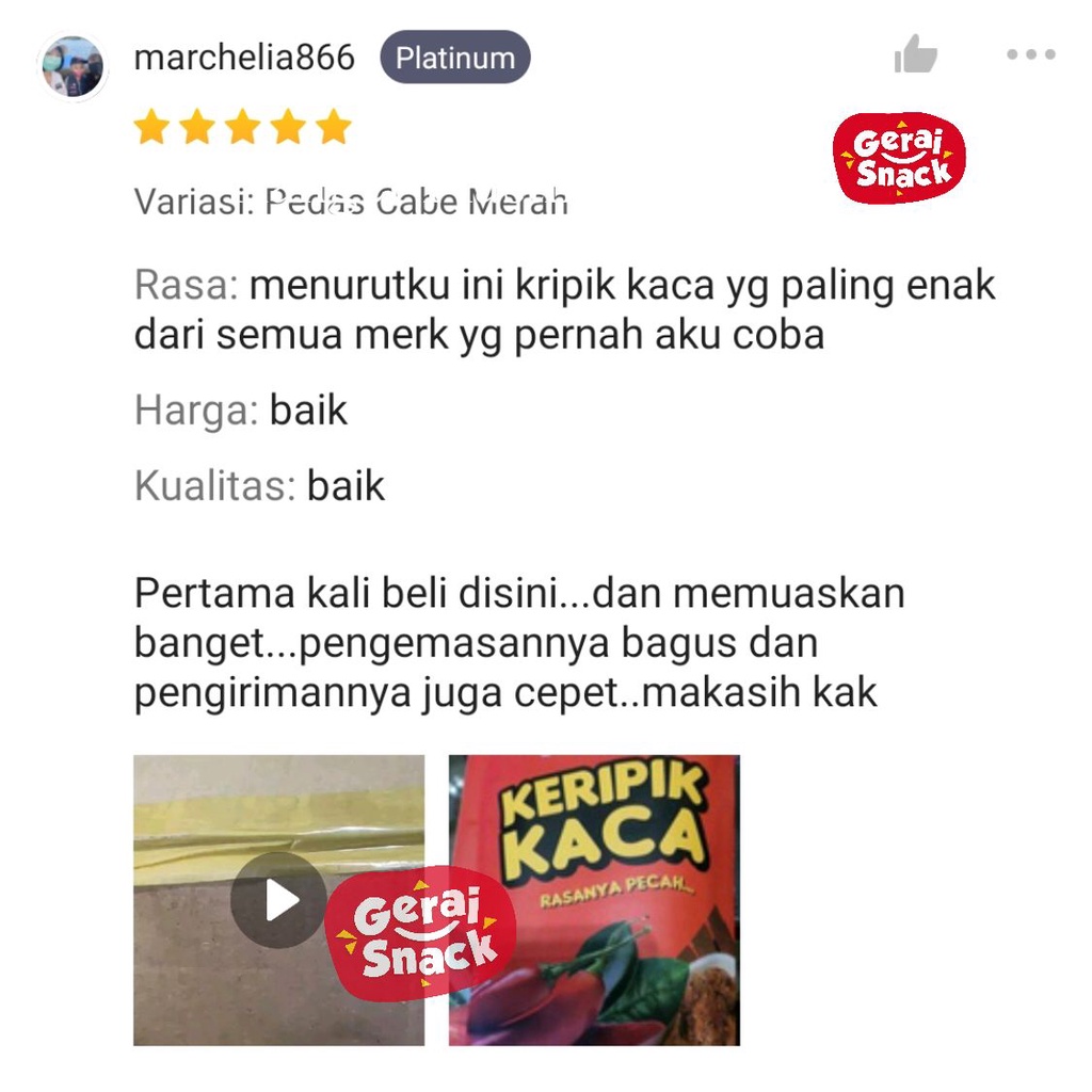 Keripik Kaca Sikaya Rasa Pedas Cabe Ijo Best Seller Bumbu Tebal (100g)